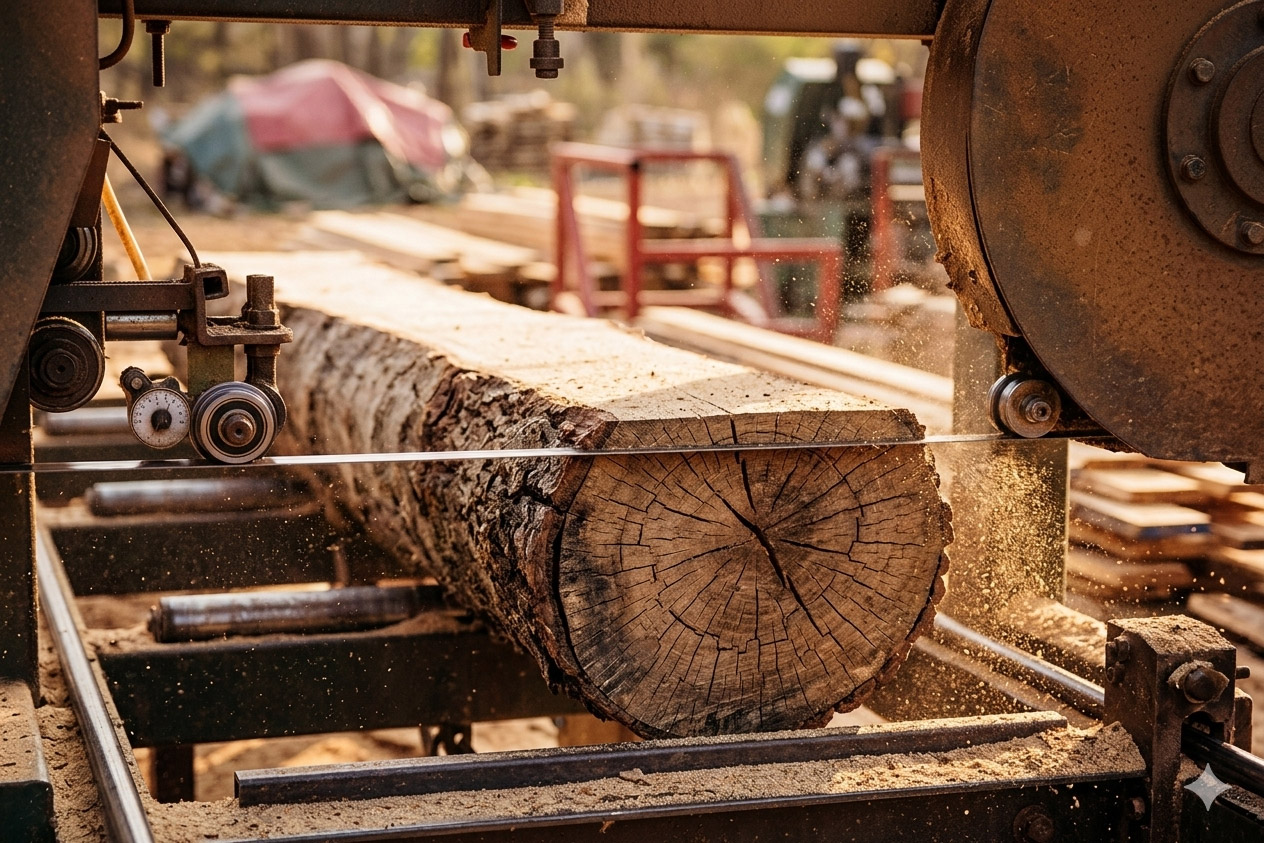 Pořez kulatiny na pile